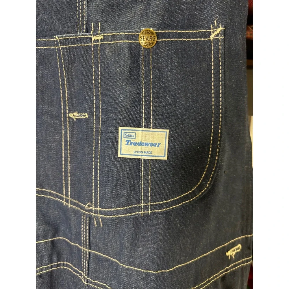 Vintage Sears Denim Overalls 34x30 Made‎ USA Workwear like new